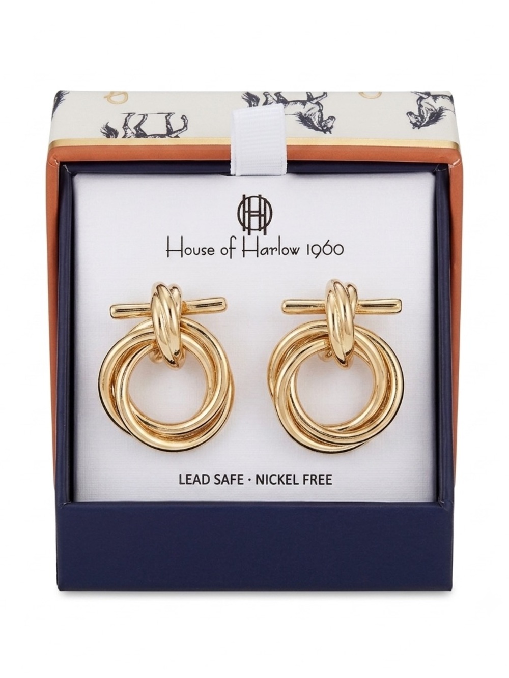 House of Harlow 1960 Shiny Gold Knot Drop Earrings